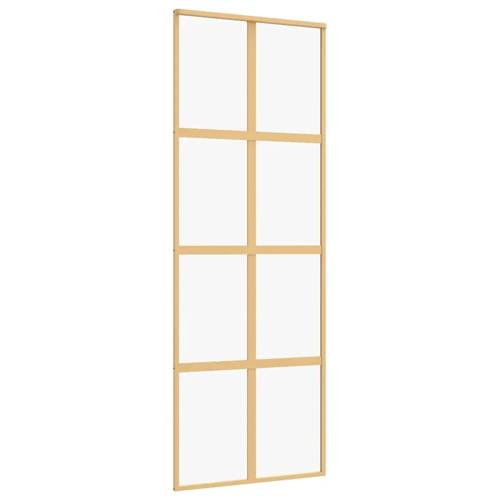 Porta Scorrevole Dorata 76x205 Vetro Trasparente ESG Alluminio 155184 - Image 2