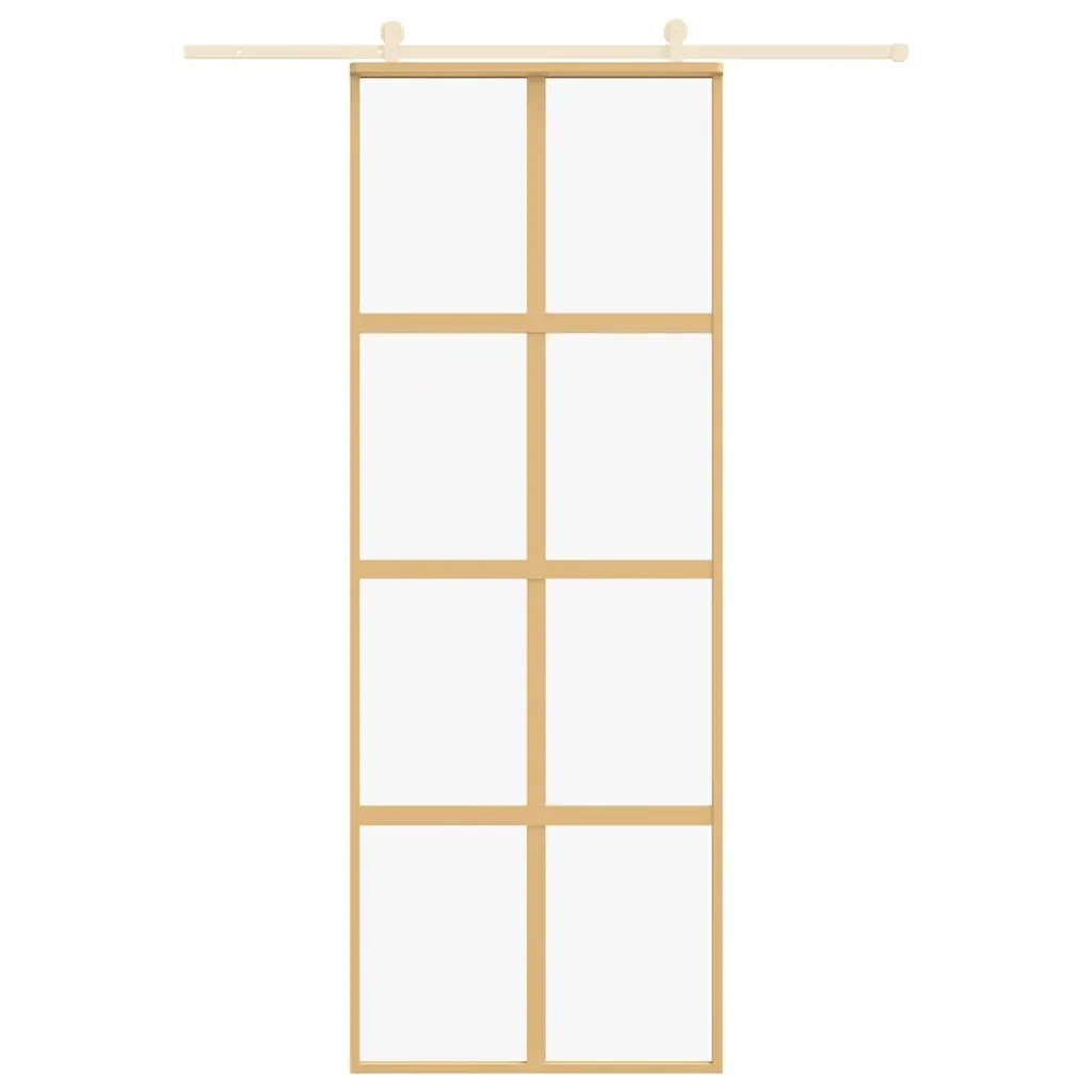 Porta Scorrevole Dorata 76x205 Vetro Trasparente ESG Alluminio 155184 - Image 3