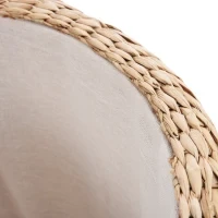 Pouf Contenitore Rotondo Stile Boho con Rivestimento Naturale, Tavolino da Salotto Ø43x43cm, Kaki - Image 7