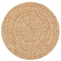 Pouf Contenitore Rotondo Stile Boho con Rivestimento Naturale, Tavolino da Salotto Ø43x43cm, Kaki - Image 9