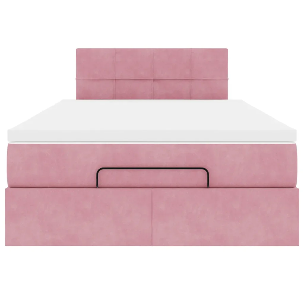 Pouf Letto con Materasso e LED Rosa 120x190cm in Velluto 3312613 - Image 8