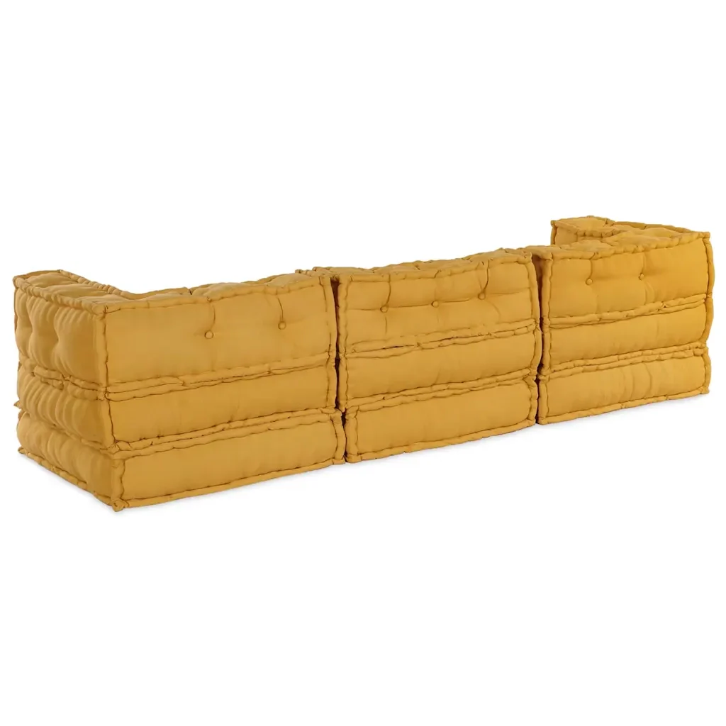 Unità di Divano Modulare 3 pcs Giallo Tessuto 3315082 - Image 7