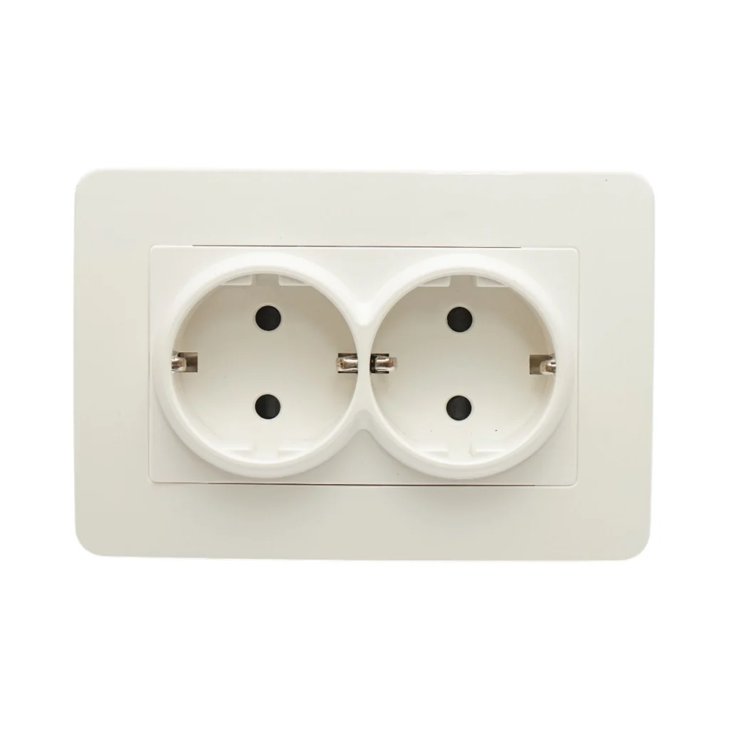 Presa Schuko doppia bianca da incasso 220V, 16A, PC 83x150mm - Image 4