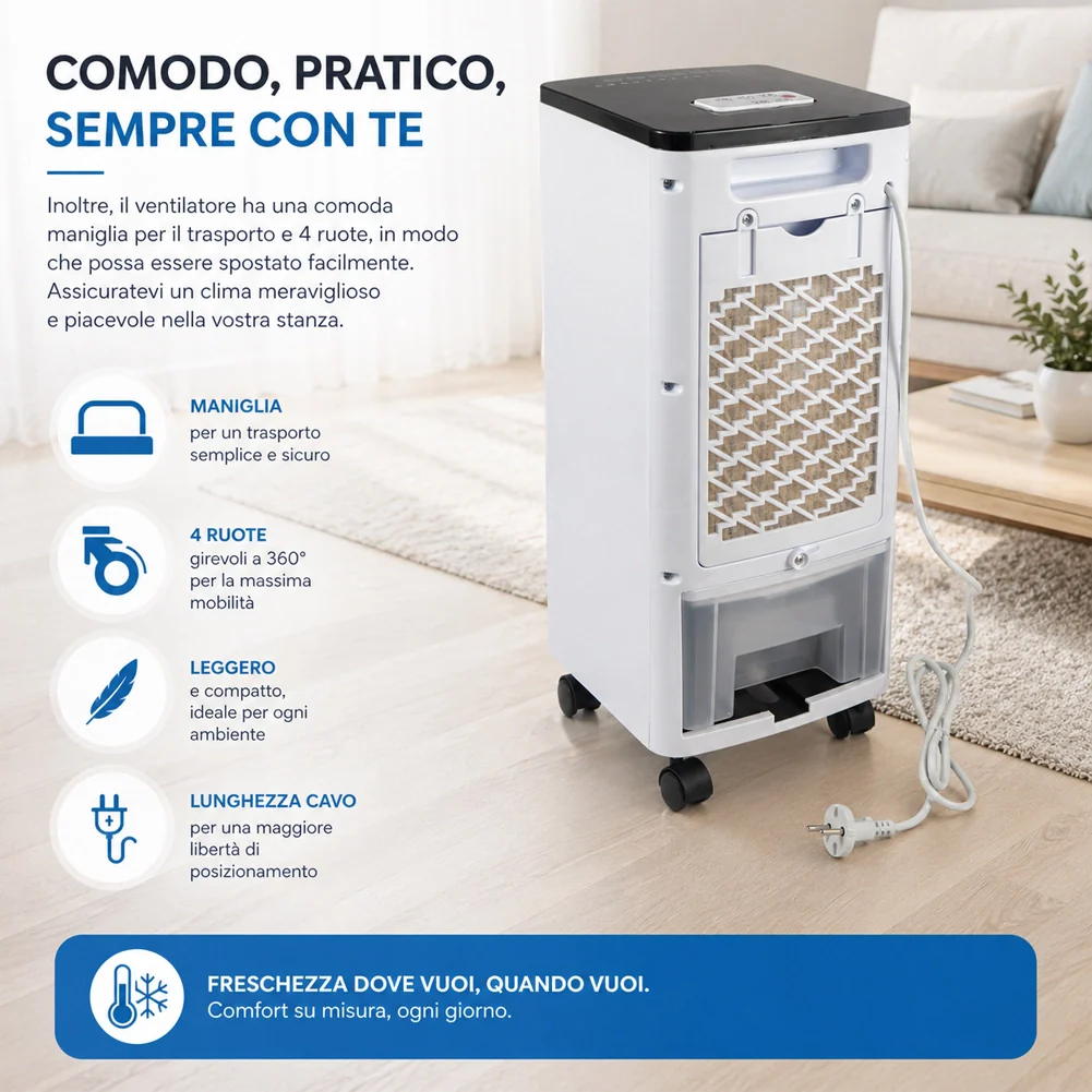 Raffrescatore a Aria 2 Blocchi Refrigeranti Umidificatore Telecomando Air Cooler - Image 3
