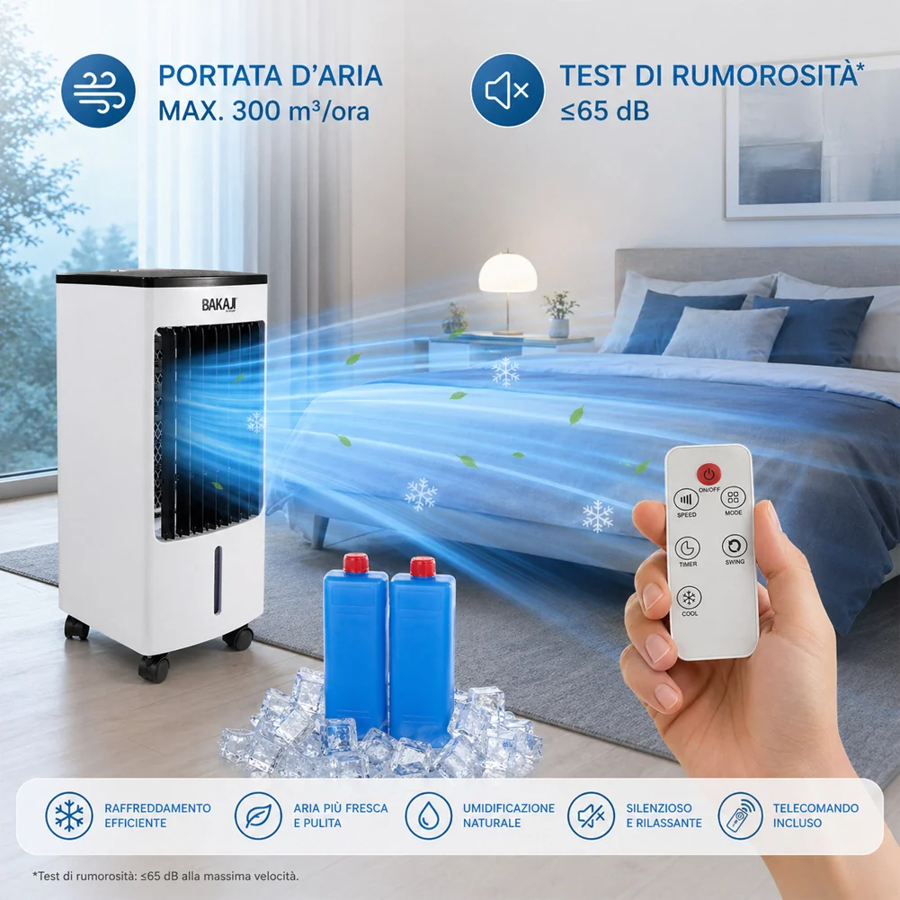 Raffrescatore a Aria 2 Blocchi Refrigeranti Umidificatore Telecomando Air Cooler - Image 5