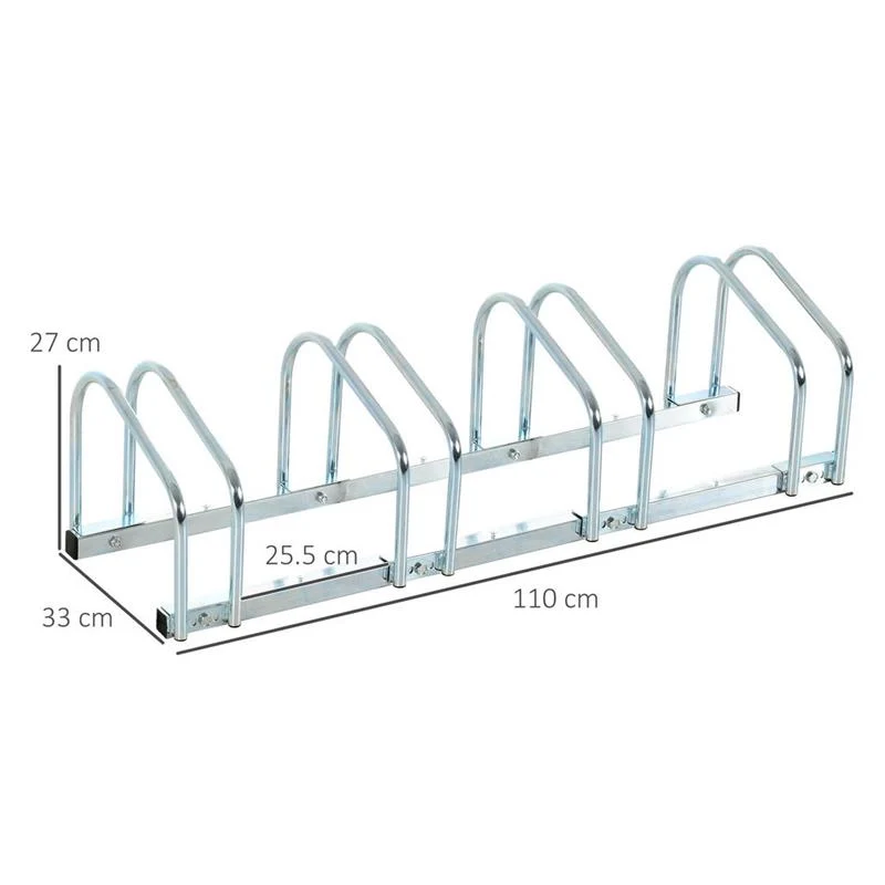 RASTRELLIERA PORTABICICLETTE PARCHEGGIO PER 4 BICICLETTE IN ACCIAIO 110X33X27 CM - Image 7