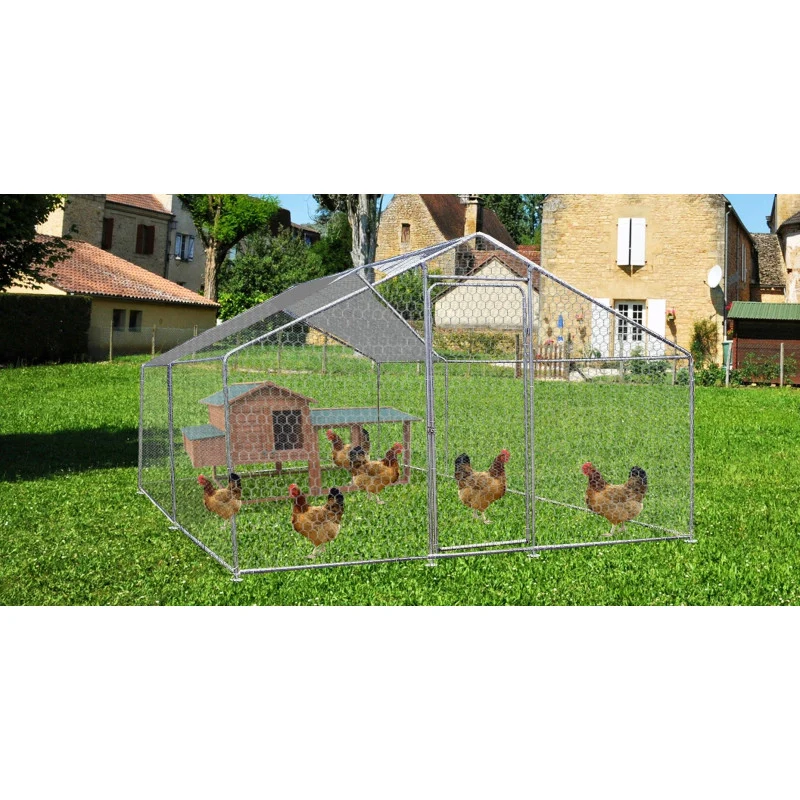 Recinto animali in acciaio zincato 3x4 m – tetto con telone, altezza 2,2 m – per galline o conigli – ENC304025GJM Foresta - Image 3