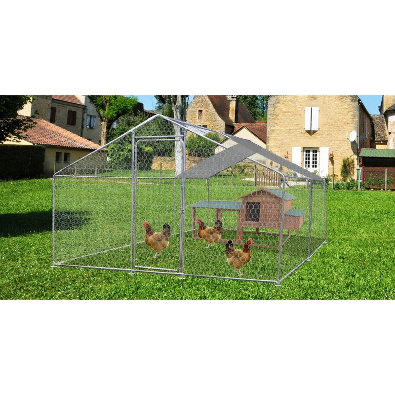 Recinto per animali 200x300 cm – rete zincata e tetto con telo ombreggiante – struttura acciaio 25 mm – ENC203025GJM Foresta - Image 3