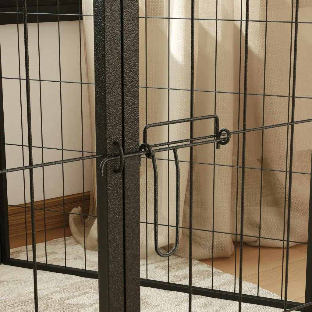 Recinto per Cani a 6 Pannelli Modulabili da 80x1,5x80A cm con Porta di Ingresso in Acciaio Nero - Image 9