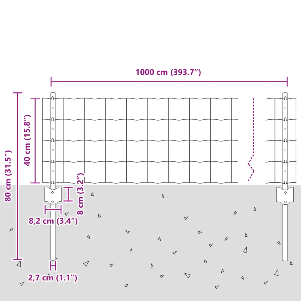 Recinzione Euro con 5 Post U Grigio 0.4x10 m Acciaio - Image 10