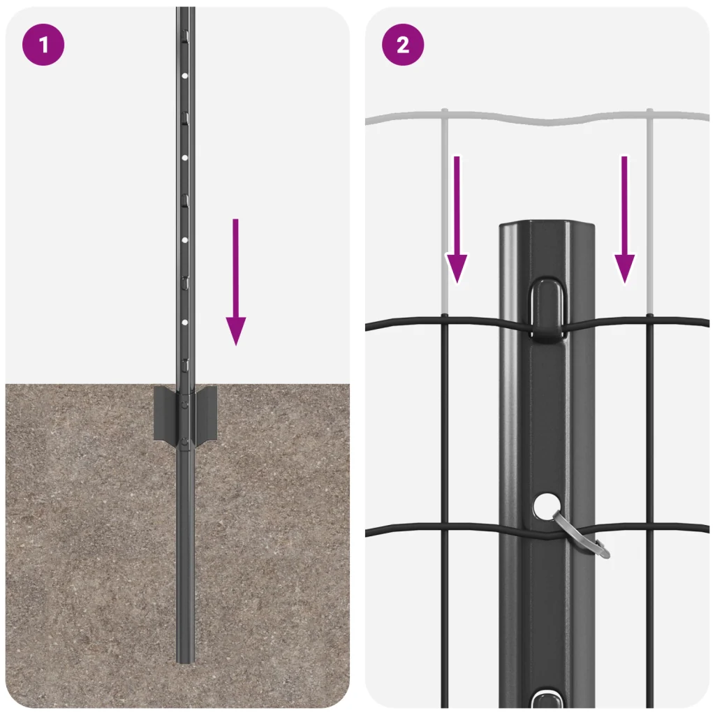 Recinzione Euro con 5 Post U Grigio 0.4x10 m Acciaio - Image 9