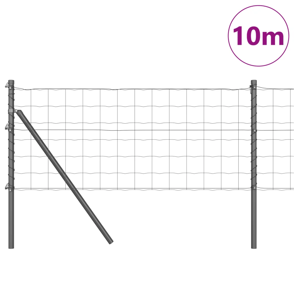 Recinzione Euro con 7 Pali 0.4x10 m Acciaio Zincato Grigio - Image 3