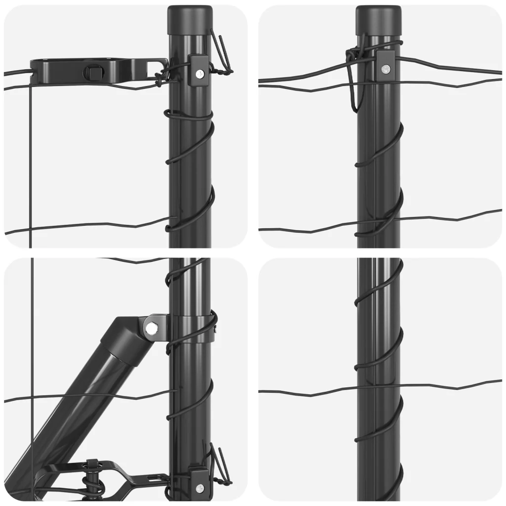 Recinzione Euro con 7 Pali 0.4x10 m Acciaio Zincato Grigio - Image 7