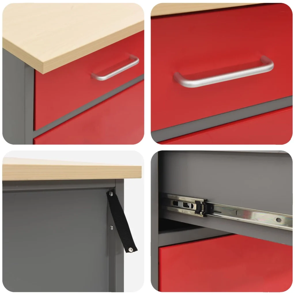 Banco da lavoro con cassetto Rosso e Grigio 50 x 55 x 85 cm 4103463 - Image 6