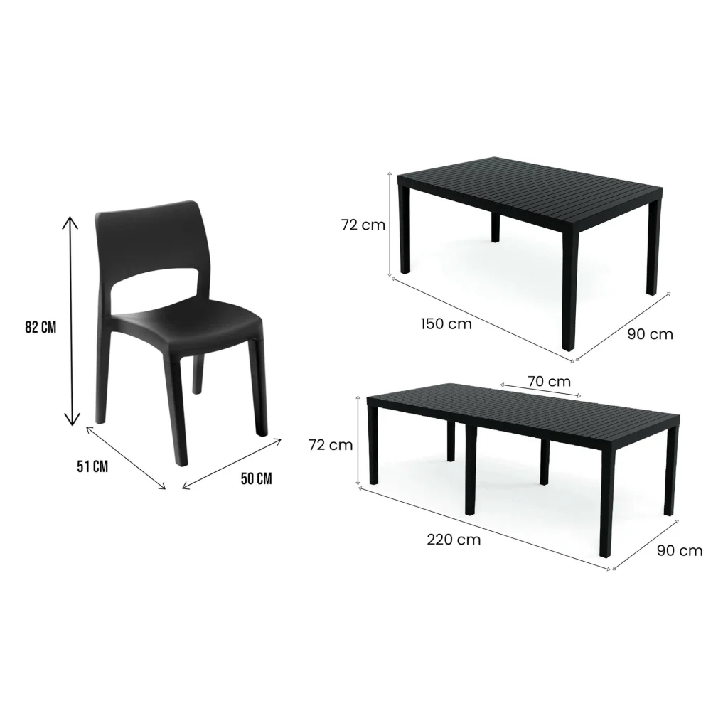 Salottino Outdoor Masisa, set Salotto da Esterno 4 Posti Made in Italy, Nero Antracite - Image 3
