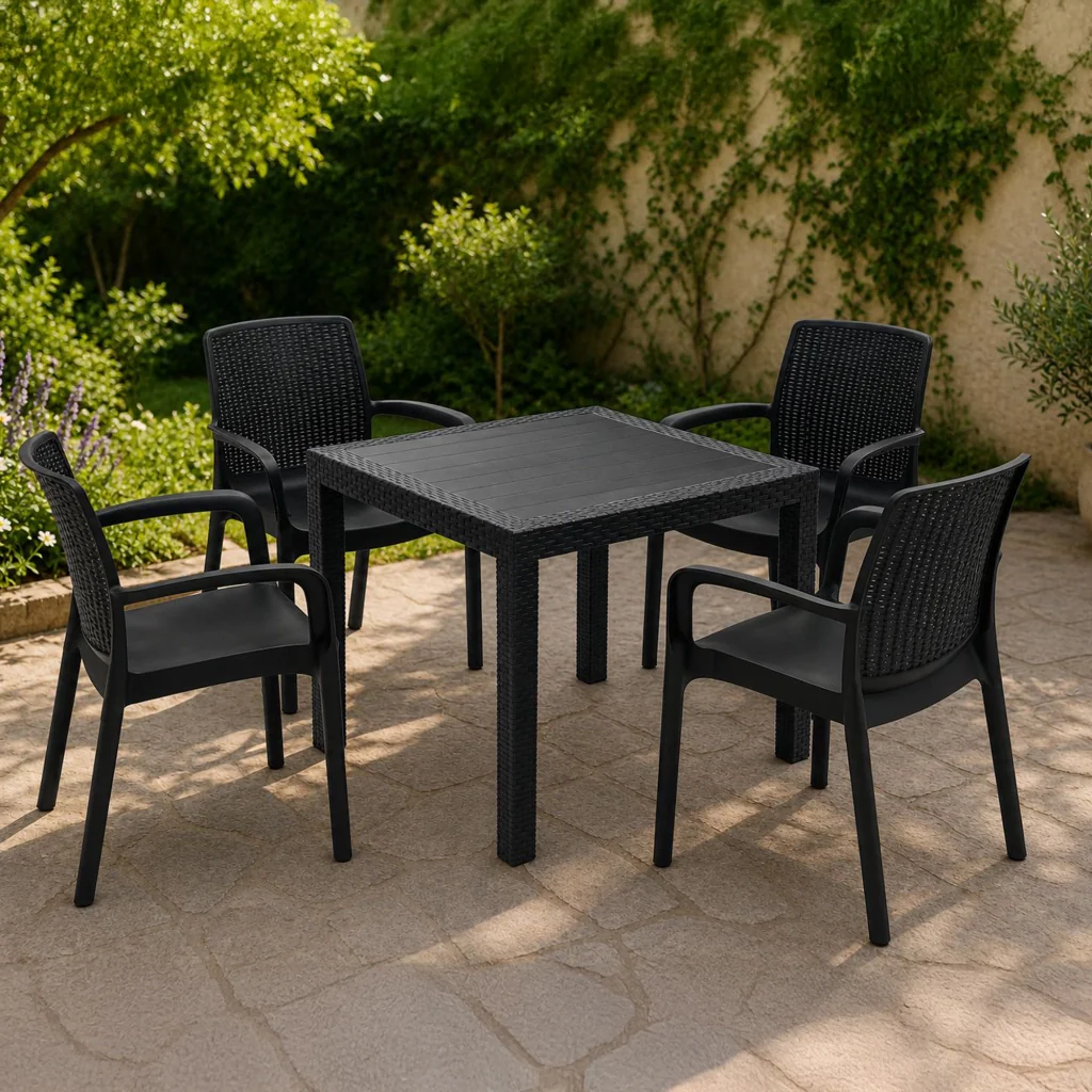 Salottino Outdoor Mataga, set Salotto da Esterno 4 Posti Made in Italy, Nero Antracite - Image 2