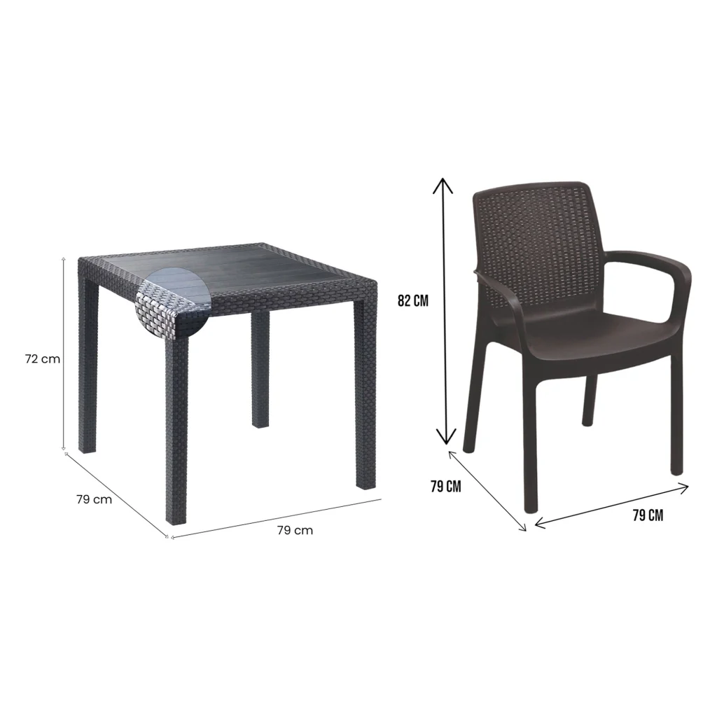 Salottino Outdoor Matali, set Salotto da Esterno 2 Posti Made in Italy, Nero Antracite - Image 3