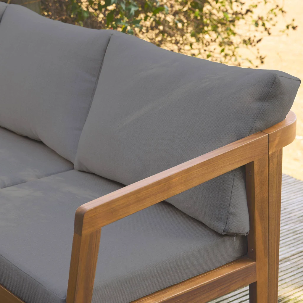 Salotto da giardino angolare in acacia, 5 posti, grigio - Image 6