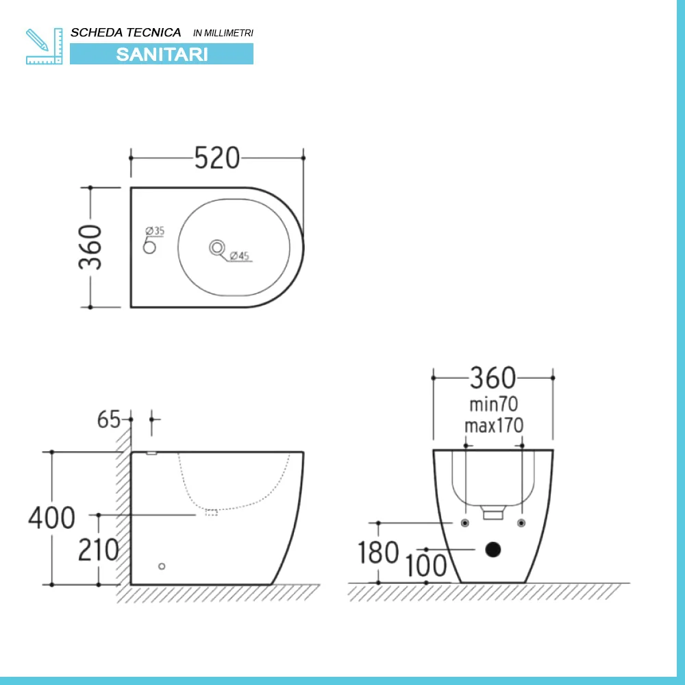 Sanitari filo parete traslati wc con sedile soft-close e bidet in ceramica bianca – Osaka - Image 5
