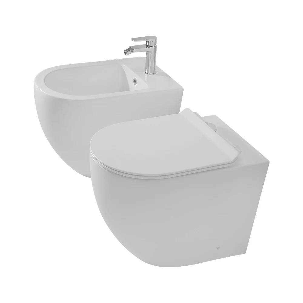 Sanitari Filomuro in ceramica bianca opaca con copriwc e scarico tornado Tokyo - Image 8