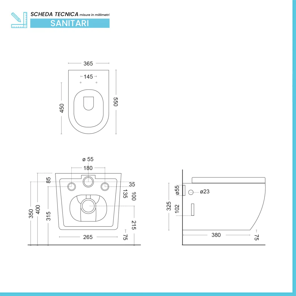 Sanitari sospesi in ceramica bianca opaca con copriwc e scarico rimless Tokyo - Image 3