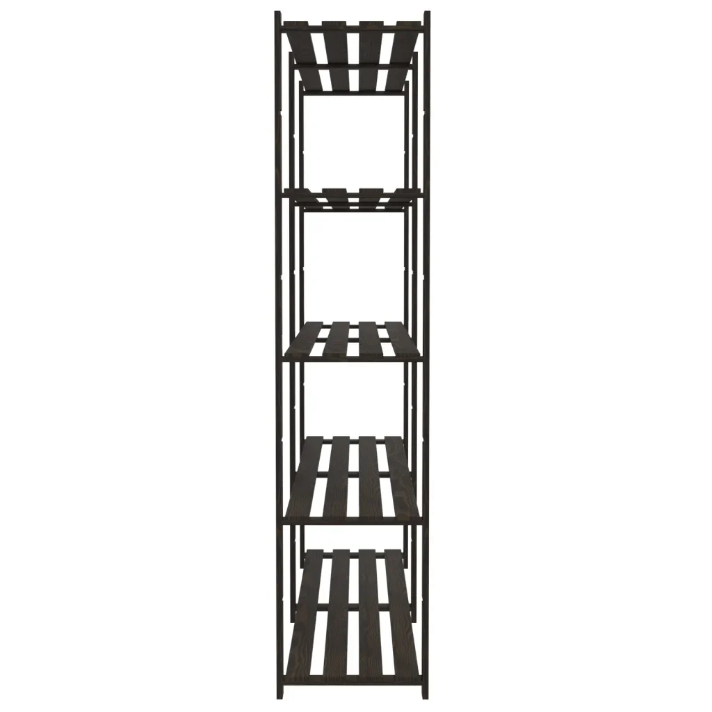 Scaffale a 5 Livelli Nero 170x38x170 cm in Legno di Pino 373406 - Image 4