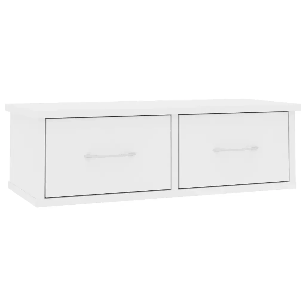 Scaffale con Cassetti a Parete Bianco 60x26x18,5 cm Multistrato 800585 - Image 2
