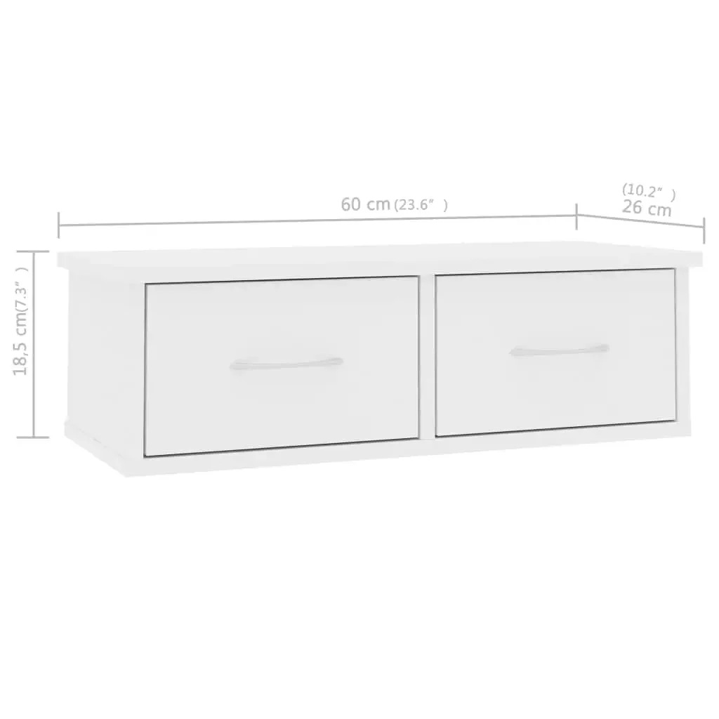 Scaffale con Cassetti a Parete Bianco 60x26x18,5 cm Multistrato 800585 - Image 7