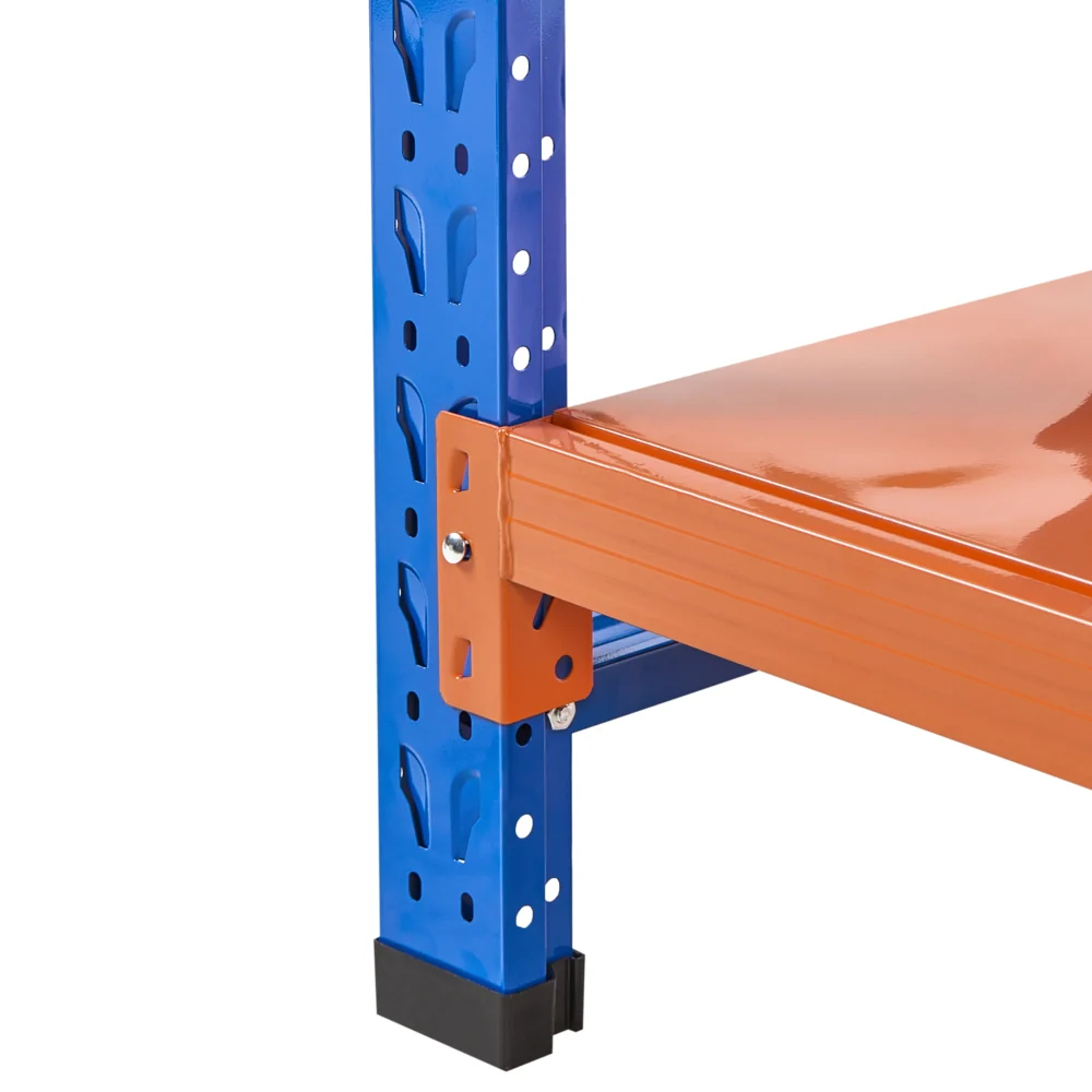Scaffale moderno in metallo per esterni 4 ripiani arancione e blu 150 cm giardino garage - Image 6