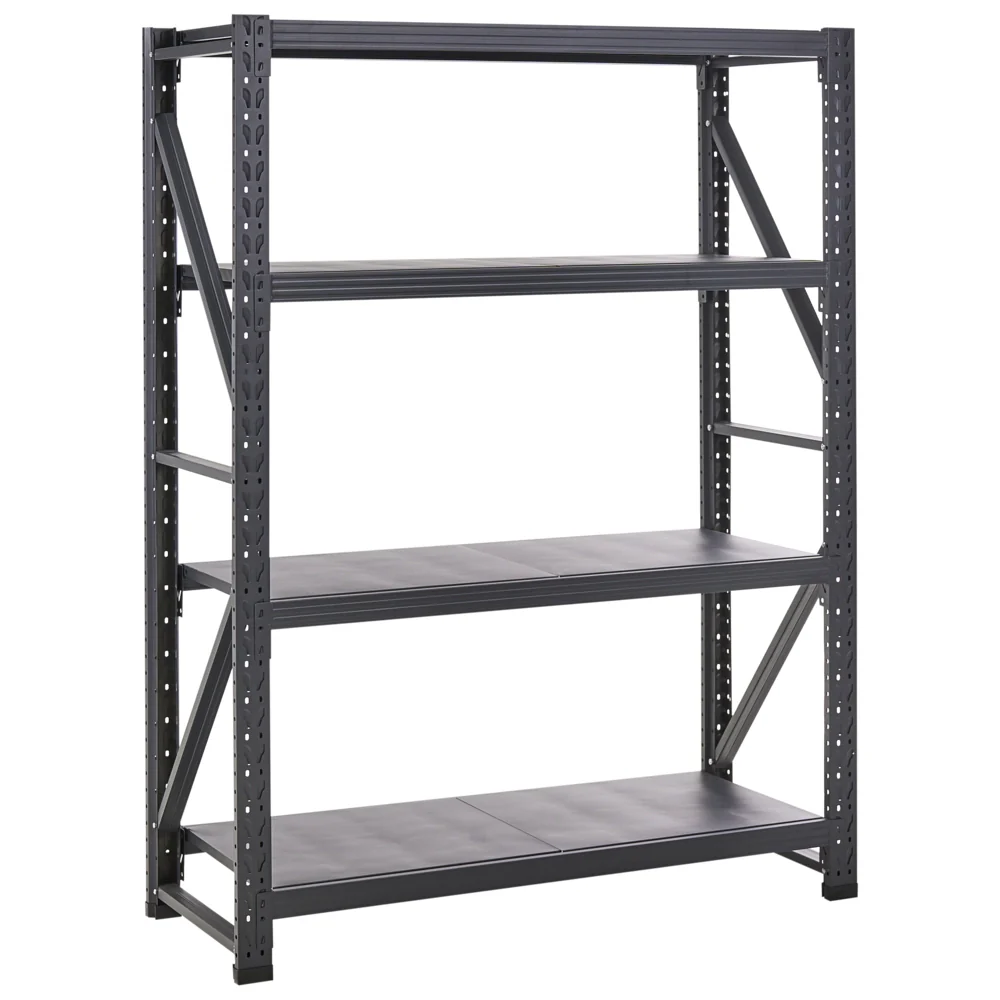 Scaffale moderno in metallo per esterni 4 ripiani nero 150 cm giardino garage