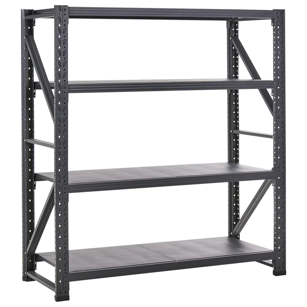 Scaffale moderno in metallo per esterni 4 ripiani nero 200 cm giardino garage