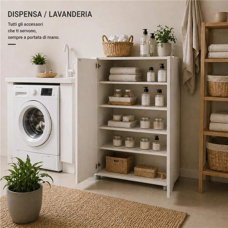 SCARPIERA IN MDF COLOR BIANCO LEGNO CON CINQUE RIPIANI E DUE ANTE DIMENSIONI 60X30X83.5 CM - Image 6