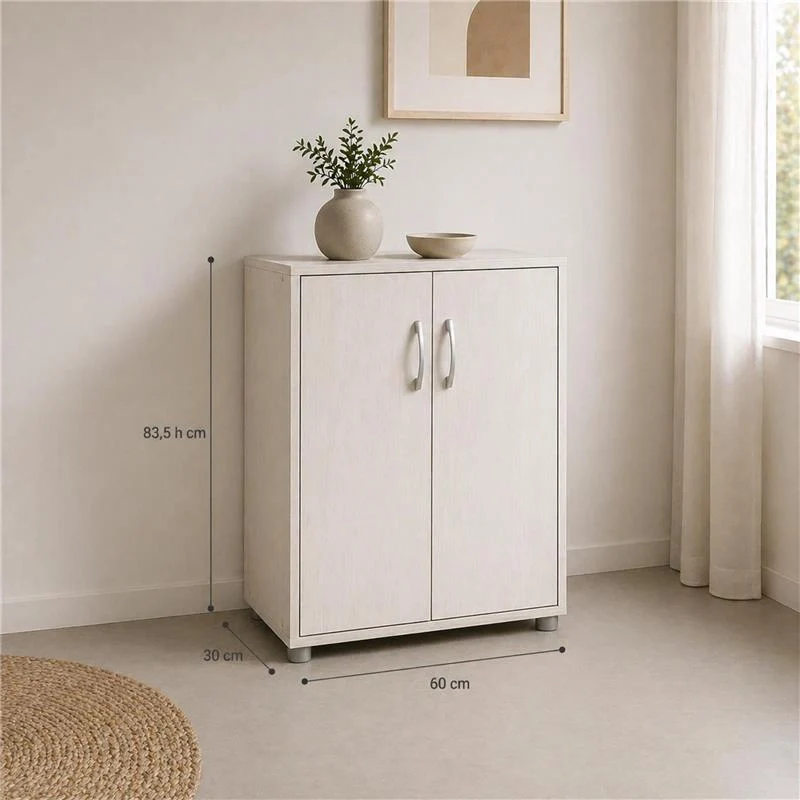 SCARPIERA IN MDF COLOR BIANCO LEGNO CON CINQUE RIPIANI E DUE ANTE DIMENSIONI 60X30X83.5 CM - Image 7