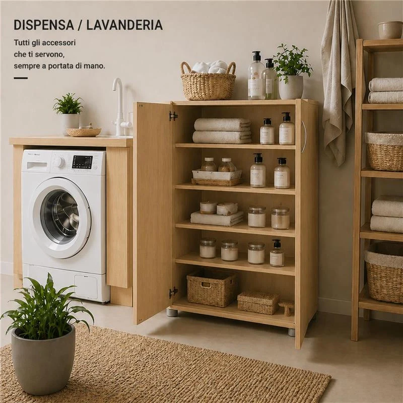 SCARPIERA IN MDF ROVERE CON CINQUE RIPIANI E DUE ANTE MISURE:60X30X83.5CM - Image 4