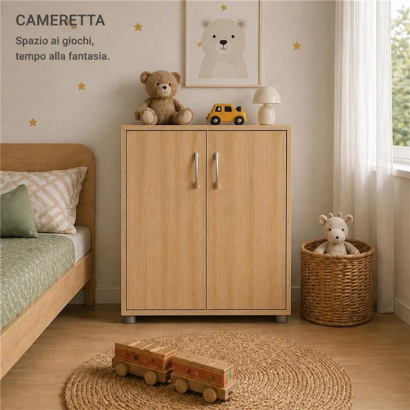 SCARPIERA IN MDF ROVERE CON CINQUE RIPIANI E DUE ANTE MISURE:60X30X83.5CM - Image 5