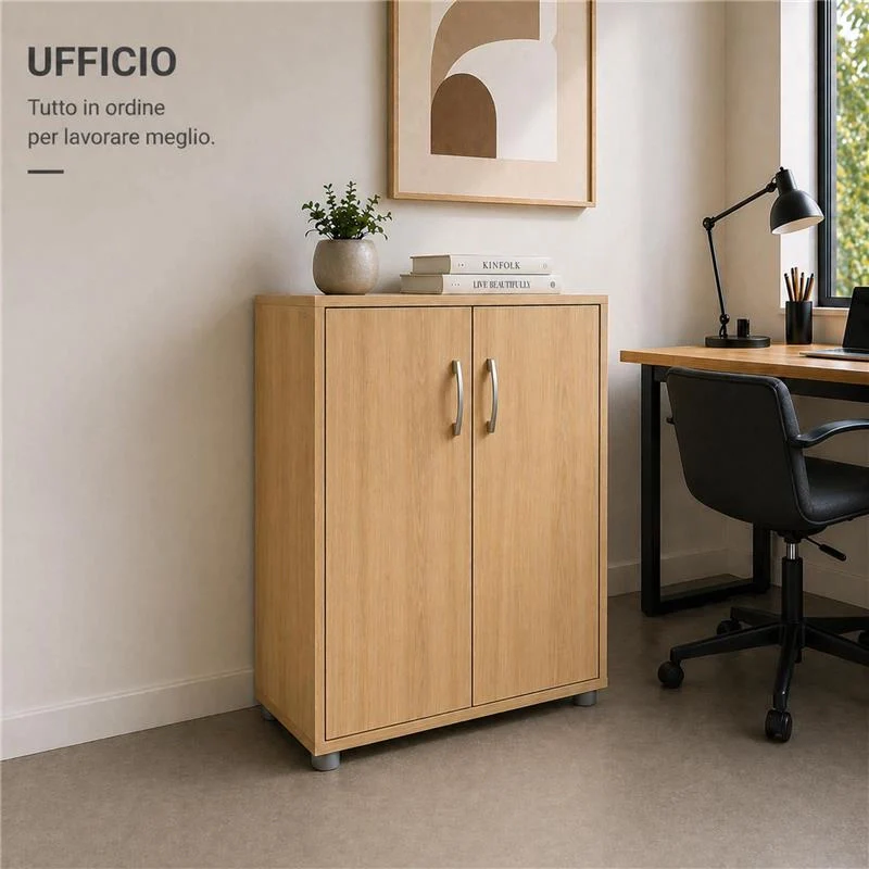 SCARPIERA IN MDF ROVERE CON CINQUE RIPIANI E DUE ANTE MISURE:60X30X83.5CM - Image 6