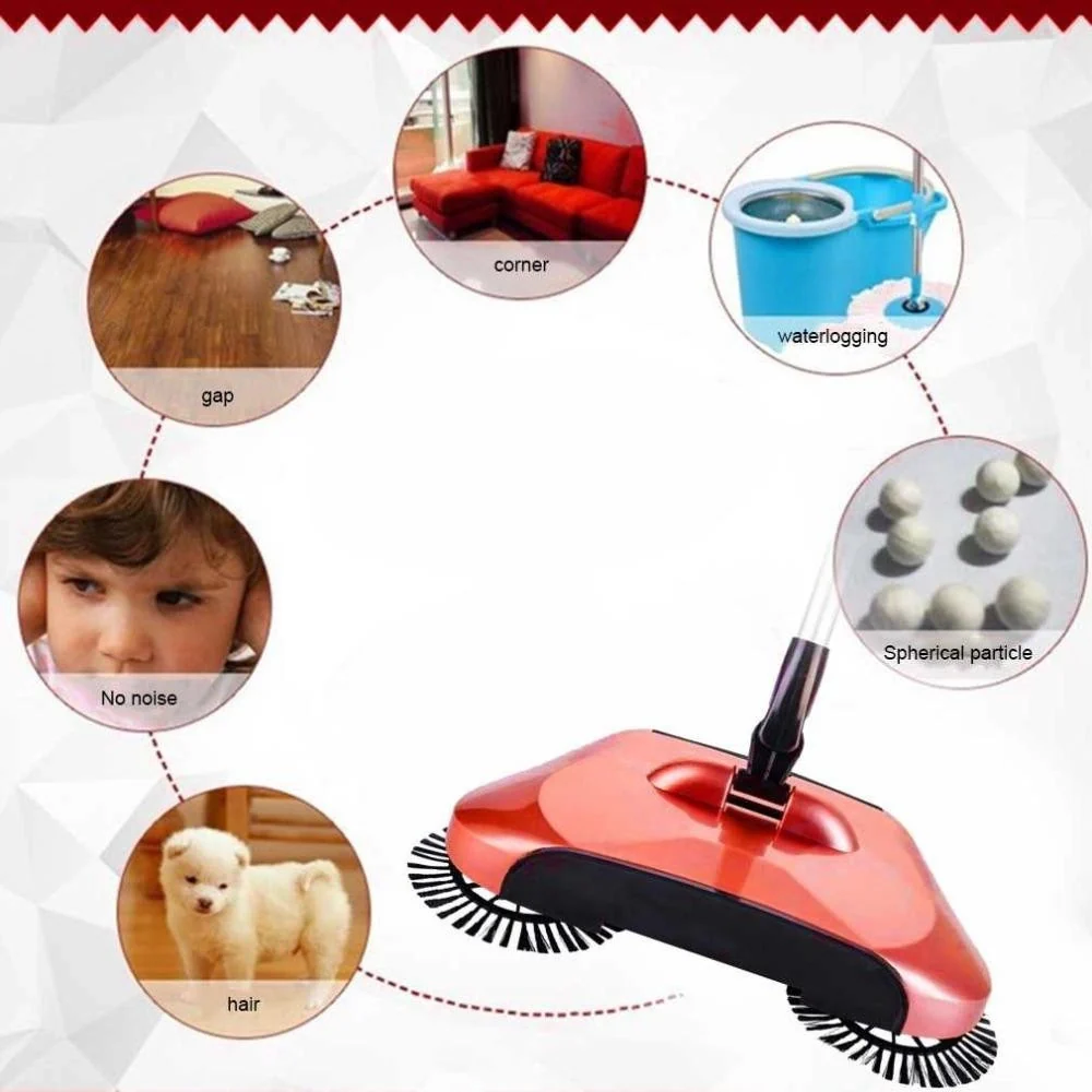 Trade Shop - Scopa Rotante 360° Con Setole Rotanti Microfibra Aspirapolvere Sweep Drag Spazza - - Image 4