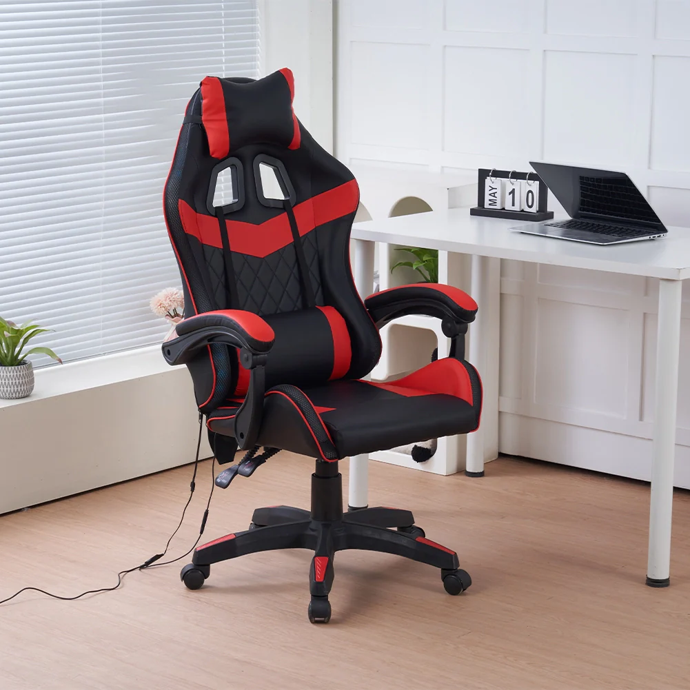 Sedia da Gaming con Led RGB Altezza Regolabile 106-116 cm in Pelle PU Rosso e Nero - Image 3