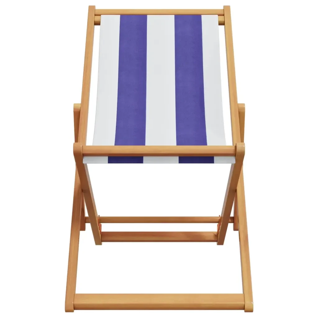 Sedia da Spiaggia Pieghevole Blu/Bianco in Eucalipto e Tessuto 366567 - Image 4