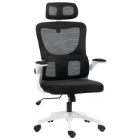 Sedia da Ufficio Regolabile e Reclinabile con Poggiatesta Rimovibile, in Tessuto a Rete, 60x59x114-122 cm, Nero - Image 10