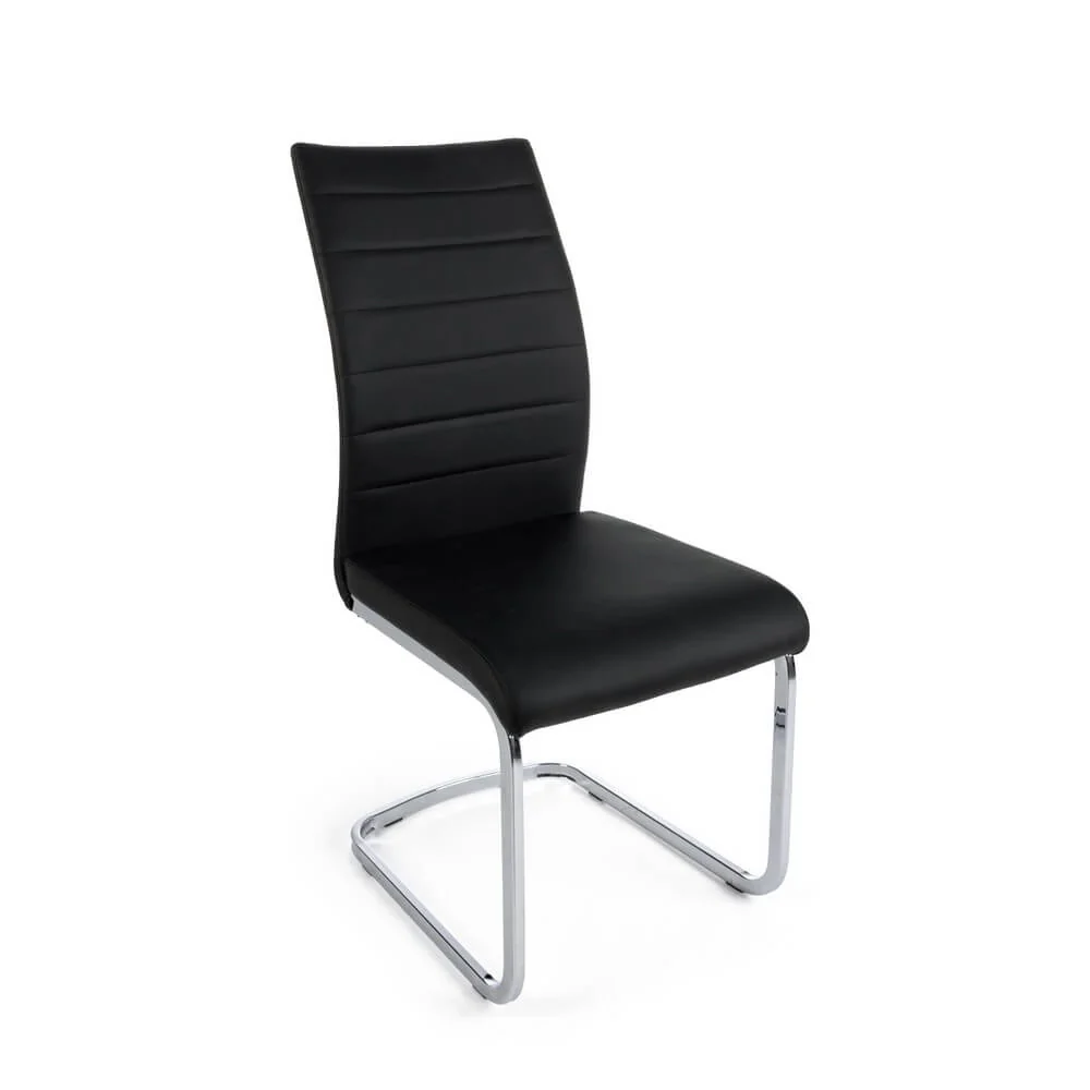 Set di 4 Sedie da Pranzo in Similpelle con Gambe Cromate - NEXTWAVE - Image 2