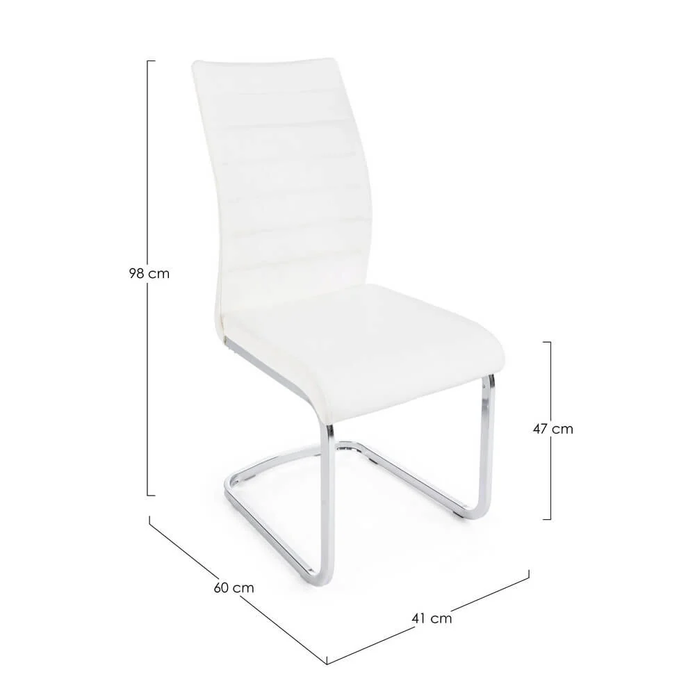 Set di 4 Sedie da Pranzo in Similpelle con Gambe Cromate - NEXTWAVE - Image 3