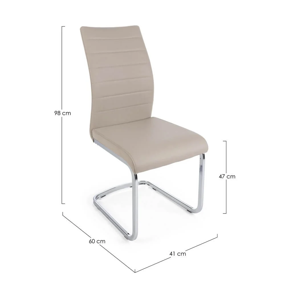 Set di 4 Sedie da Pranzo in Similpelle con Gambe Cromate - NEXTWAVE - Image 4