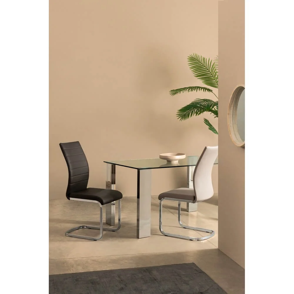 Set di 4 Sedie da Pranzo in Similpelle con Gambe Cromate - NEXTWAVE - Image 9