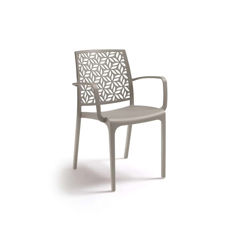 SEDIA NINFA 56X56XH81CM TAUPE CON BRACCIOLI.