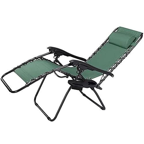Sedia Poltrona Giardino Gravita Zero Pieghevole Acciaio Oxford con Vassoio Verde - Image 6