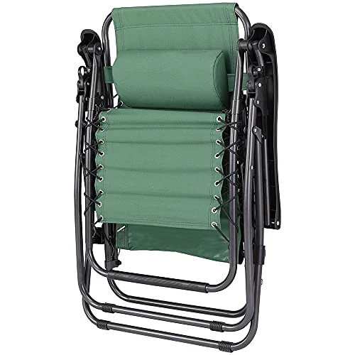 Sedia Poltrona Giardino Gravita Zero Pieghevole Acciaio Oxford con Vassoio Verde - Image 9
