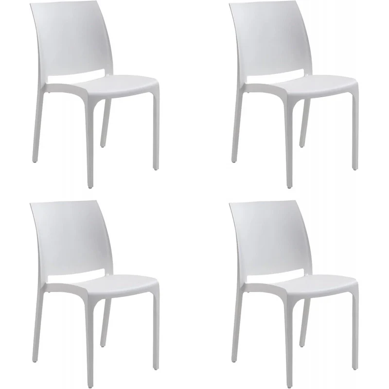 Sedia set 4 pz in resina impilabile made in Italy design per interno esterno SOFIA Bianca - Image 2