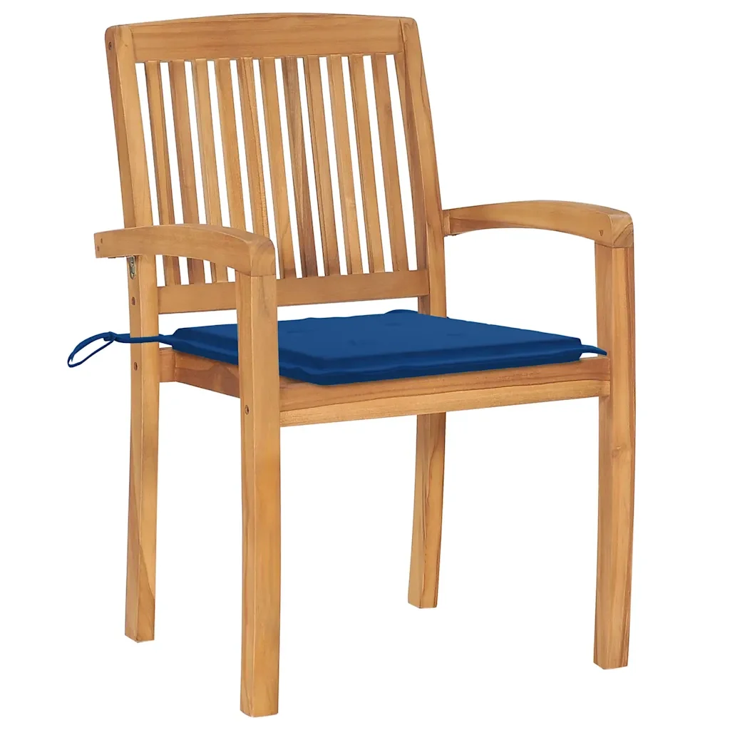 Sedie da Giardino 2 pz con Cuscini Blu Reale in Massello Teak cod mxl 20631 - Image 2