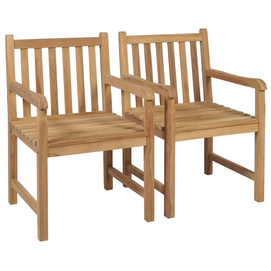 Sedie da Giardino 2 pz con Cuscini Rosso Vino in Massello Teak 3062754 - Image 2